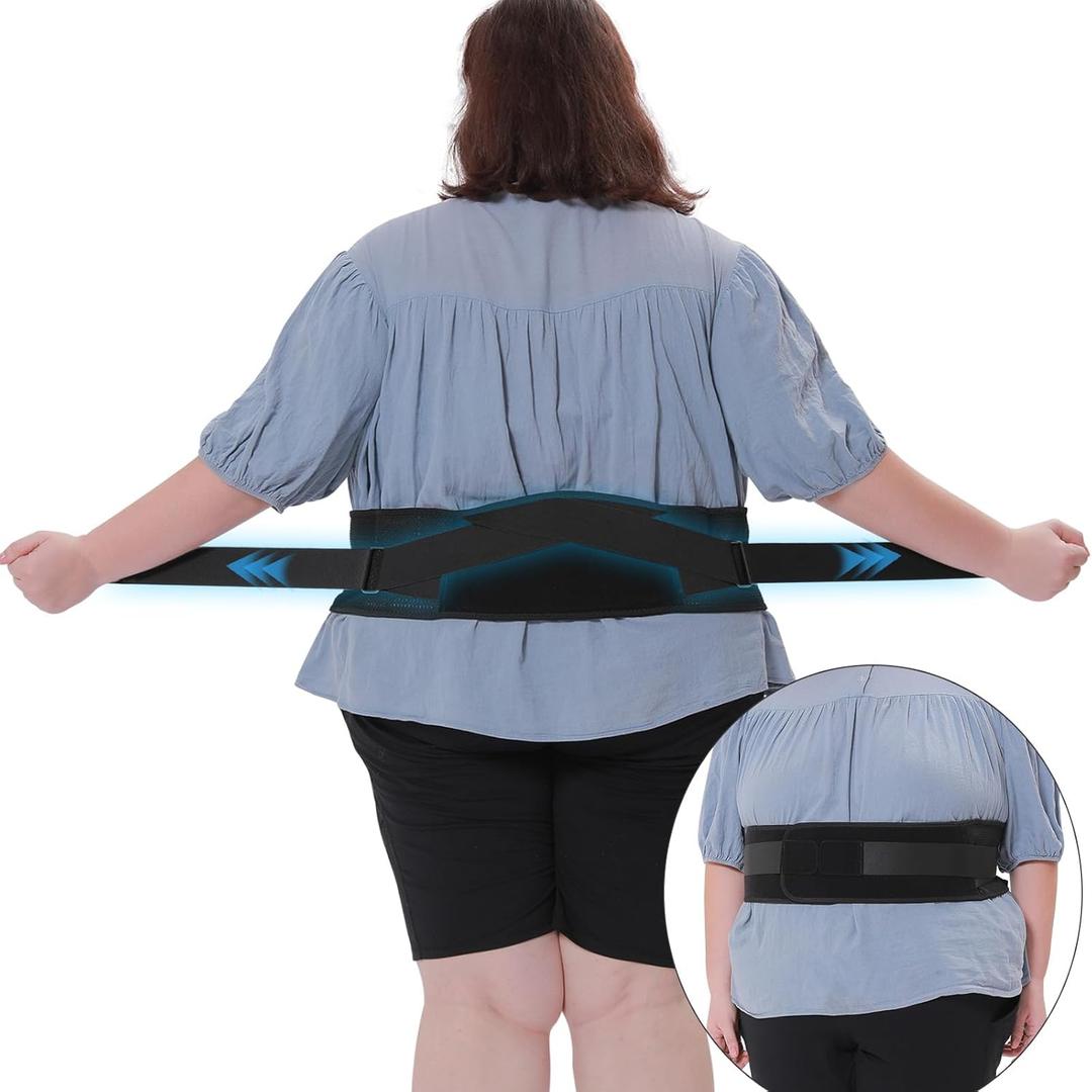Plus Size Back Brace for Lower Back Pain - Extra Large Hip Support for Sciatica, Herniated Disc, Abdominal Binder - Adjustable Compressions Wrap With Support Pad - For Women & Men (XL 50.4"-57.1")