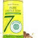 Seven Minerals, EWG Verified Castile Soap 33.8 fl oz - No Palm Oil, GMO-Free - Unscented Mild & Gentle Liquid Soap For Sensitive Skin & Baby Wash - All Natural Vegan Formula with Organic Carrier Oils