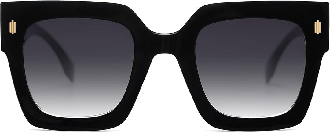 SOJOS Vintage Oversized Square Sunglasses for Women,Retro Womens Luxury Big Large Sun Glasses UV400 SJ2194 (Black Frame/Grey Grading Lens)
