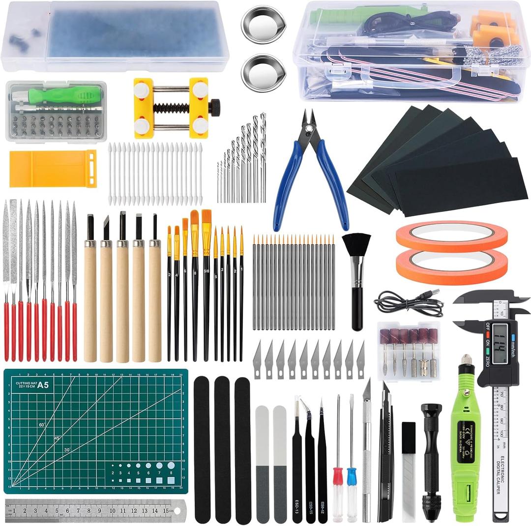 Gundam Tool Kit, 192 Pcs Professional Model Tool Kit for Gundam, Modeling Tools for Models with Decals Sticker Operated Box, Model Building Tools Hobby Tools Craft Set for Repairing Fixing Painting
