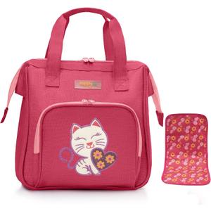HappyVk- Baby Doll Diaper Bag with Doll Changing Pad- Handbag for Girls- Cat Luminous Embroidery