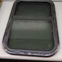 RV Murts Trailer Window 15"x22", Tempered Glass with Screen & Trim Kit, 1-1/2" Wall Fit for Teardrop Camper, Cargo, Travel Motorhome, Vertical Slide.(Aluminum, Shatterproof, Cold Insulation)