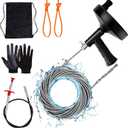 Ginbel Direct Drain Auger 33 ft, Plumbing Snake Hair Clog Remover Drain Snake Flexible Grabber Heavy Duty Sink Cleaner Tools for Shower Bathtub Bathroom Kitchen Pipe, Black