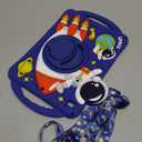 Boaretiu Kids Case for iPad 6th/5th Generation/Pro 9.7 inch/Air2/Air1 - Cute Cartoon Astronaut Spaceship Silicone Case with Strap & Rotating Stand Soft 3D Tablet Cover for Boys Teens