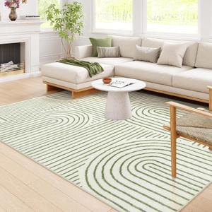 Lahome Abstract 8x10 Rugs for Living Room, Soft Green 8x10 Area Rugs for Bedroom Non-Slip, Ultra-Thin Rainbow Boho Accent Carpet for Dining Room Office Darrell, Green