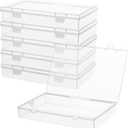 Small Plastic Containers with Lids 6 Packs, 7.2''  4.6''  1.3'' Small Plastic Boxes Rectangular, Crayon Boxes Craft Box Containers for Craft Supplies Bead