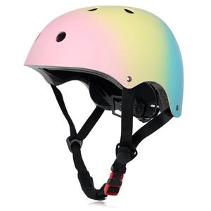 Kids Bike Helmet, Adjustable and Multi-Sport, from Toddler to Youth,  (Pink Yellow Blue), Size: Medium: 21.3" - 22.4"