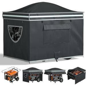 Generator Tent With Bracket,Generator Covers While Running,28x20x20 inches,Roof Design Without Water Accumulation,1680D Marine Canvas Production+Heavy-Duty Stainless Steel Bracket, Black