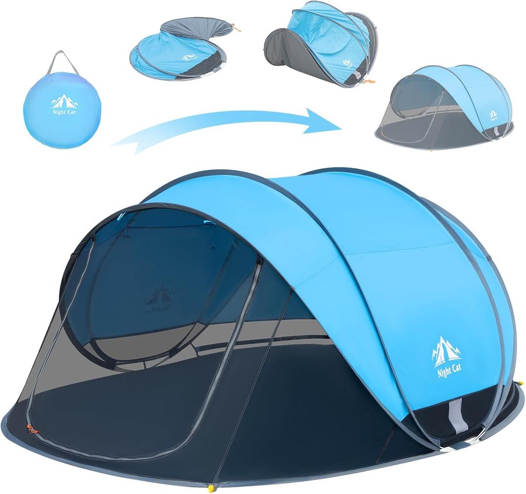 Night Cat Pop-up Beach Tent: Large Sun Shade Shelter for 2-4 Persons Picnic Sport Activities, 285 X 200 X 115 Cm