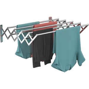 Guevara Wall Mounted Clothes Drying Rack,Stainless Steel Foldable Drying Rack for Laundry Room/Bathroom TowerEasy to Install 31-inch Rod, 120 lbs Large Capacity- Indoor and Outdoor Use