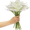 XINGQDZSW 18 Pcs Artificial Flowers Calla Lily, Fake Flowers, 13.4" Realistic Plastic Flowers, Flowers for Decoration Suitable for Home Decor, Table Decor and Wedding Décor, Green