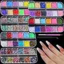 18000pcs Nail Rhinestones and Pearls for Nail Art, 2mm Resin AB Transparent Jelly Rhinestones Crystal Nail Gems Multicolor Flatback Pearls with Tweezers & Pickup Tools for Women Nails Design Craft DIY