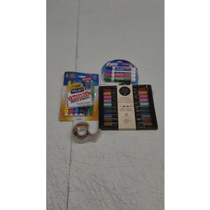 Pack of 4: 1) Crayola Erasable Poster Markers; 2) Poster Board Markers; 3) Cool School Supplies, Scotch