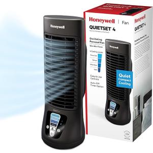 Honeywell HTF210B QuietSet Personal Table Fan, Black – Oscillating Personal Fan with Quiet Operation and 4 Levels of Power and Sound