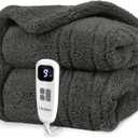 Heated Blanket Electric Blanket Throw - Fast Heating Blanket Throw Double Sided Sherpa Ultra Soft Cozy with 10 Heating Levels & 2-10 Hours Auto Off, Mashine Washable, 50 x 60 Inches, Grey