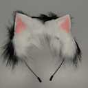 HAOAN Handmade Faux Fur Fox Wolf Ears Headband Halloween Christmas Cosplay Party Costume Accessories (Black Pink)
