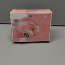 Cat Ear Kids Headphones Bluetooth, LED Light up Wireless/Wired Mode Over Ear Headphones with Build in Microphone for School/Travel (Pink)