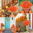 Artificial Fake Fall Flowers Plants for Outdoor Outside 4 Bundles 2 Styles Orange Yellow Mums Daisy Flowers Look Real Autumn Plants for Home Kitchen Christmas Thanksgiving Autumns Yard Decoration