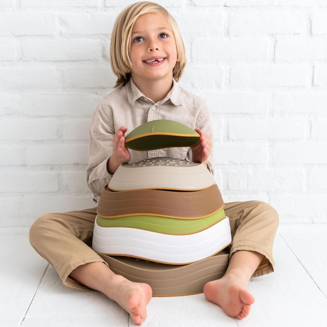 Bouncee Kids Balance Stones - 6 Pack Sensory Stepping Stones Toy Helps Toddler Balance