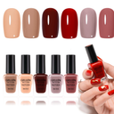 Gellen Nail Polish, Quick Air Dry 6 Colors Nail Lacquer Set Fall Warm Tone Trendy Nail Polish Kit for Nail Manicure DIY Art Home, No UV Light Needed, 10 mL