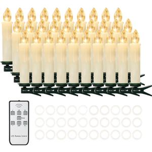 30 PCS Flameless LED Taper Candles Battery Operated Christmas Tree Candle Lights Electric Fake Candles with Remote Timer Perfect for Holiday Home Garden Wedding Parties Decor (Ivory)