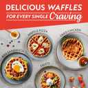Gourmia Belgian Waffle Maker Compact Design with Upright Storage, Adjustable Browning, and Easy-Clean Nonstick Ceramic Plates, Stainless Steel