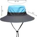 Womens Summer Sun Hat Beach Hat Wide Brim Outdoor UV Protection Hat Foldable Cool Mesh Ponytail Bucket Hat (6-7, Sky Blue-gray)