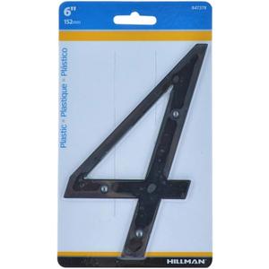 Hillman 6 in. Black Plastic Nail-On Number 4 
