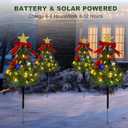 Solar Christmas Tree Pathway Lights Outdoor, Set of 4 Solar Christmas Tree Stake Lights, 80 Outdoor LEDs Xmas Decor, Christmas Decor DIY Xmas Tree Gift (Warm White)