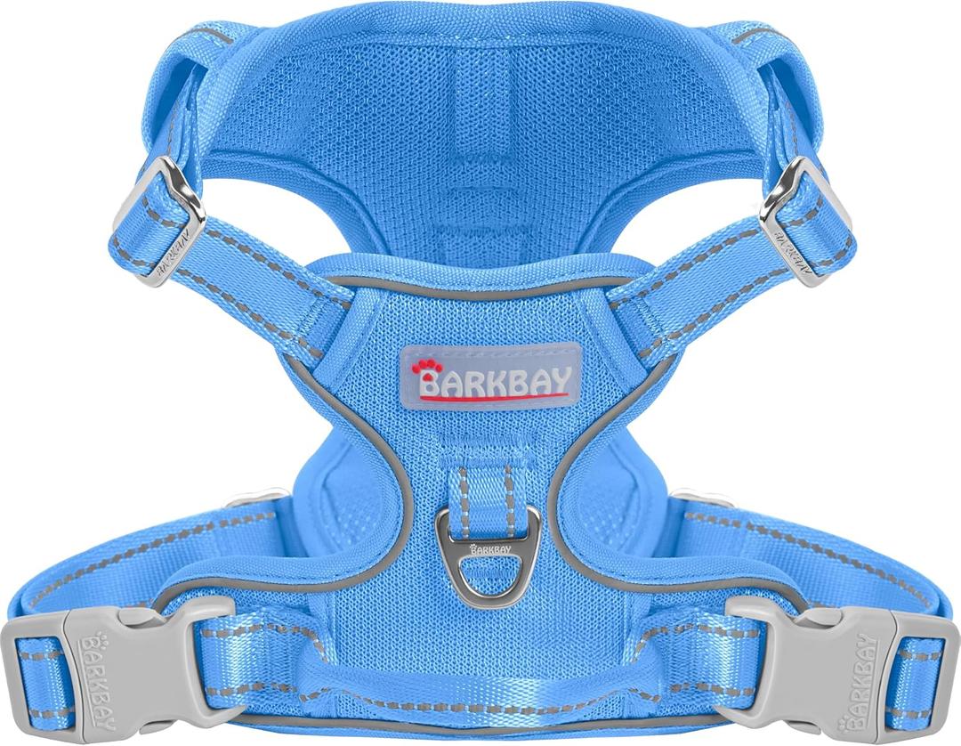 BARKBAY Dog Harness No Pull Mesh for Large Dogs - Adjustable, Reflective, Comfortable, No Choke, Heavy-Duty - Perfect for Outdoor Training, Walking, and Hiking-Strong & Durable- XL & Blue Mesh