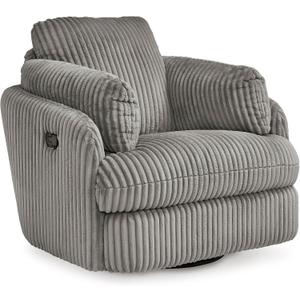 Signature Design by Ashley Tie-Breaker Swivel Glider Recliner, 2 Bolster Pillows, Hidden Storage, Fabric Upholstery, 41.38" W x 40.25" D x 39.75" H, Light Gray
