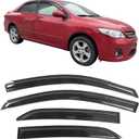 Window Visor Compatible with 2009-2013 Toyota Corolla, Acrylic Smoke Tinted & Semi-Transparent Sun Rain Shade Guard Wind Vent Air Deflector by IKON MOTORSPORTS, 2010 2011 2012