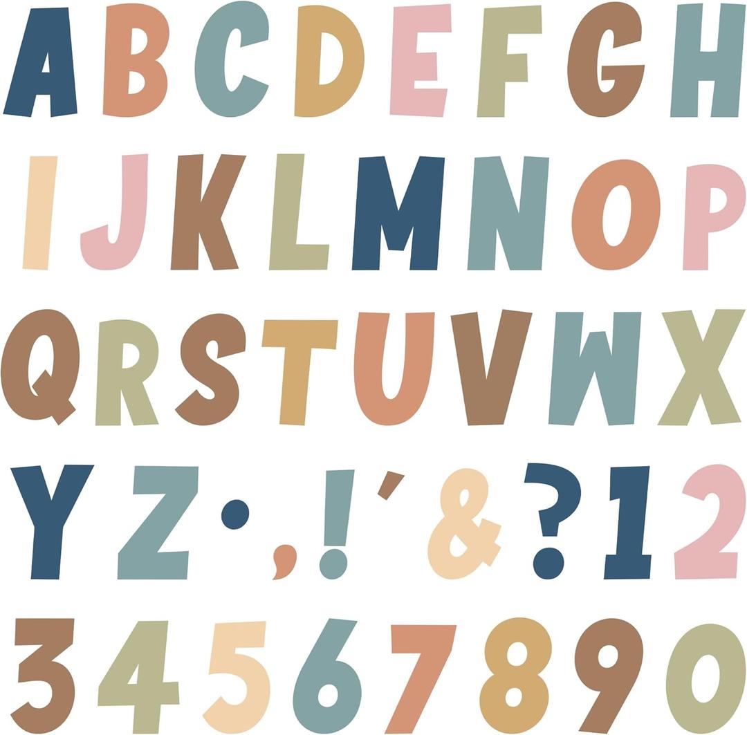 162 PCS 7" Bulletin Board Letters Set Large Boho Alphabet Numbers and Punctuation Cutouts Letters Classroom Alphabet Numbers Combo Set Letter Cutouts for Bulletin Board Display Classroom Wall Decor