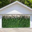 Green Grass Garage Door Banner 6 x 13 ft Greenery Grass Wall Garage Door Cover Backdrop Flower Nature Floral Photo Background Polyester for Birthday Wedding Bridal Shower Party Photo Props Decoration