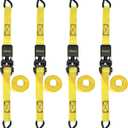 STANLEY S9500 Black/Yellow 1" x 10' Ratchet Straps - Light Cargo (300 lb Working Load / 900 lb Break Strength), 4 Pack