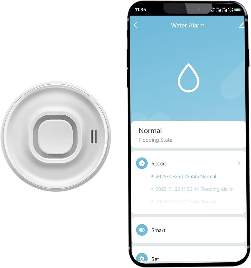 100dB Loud Wireless Water Leak Detector, WiFi Water Leak Sensor for Kitchen Bathroom Basement, Floor & Pipe Drip Alert
