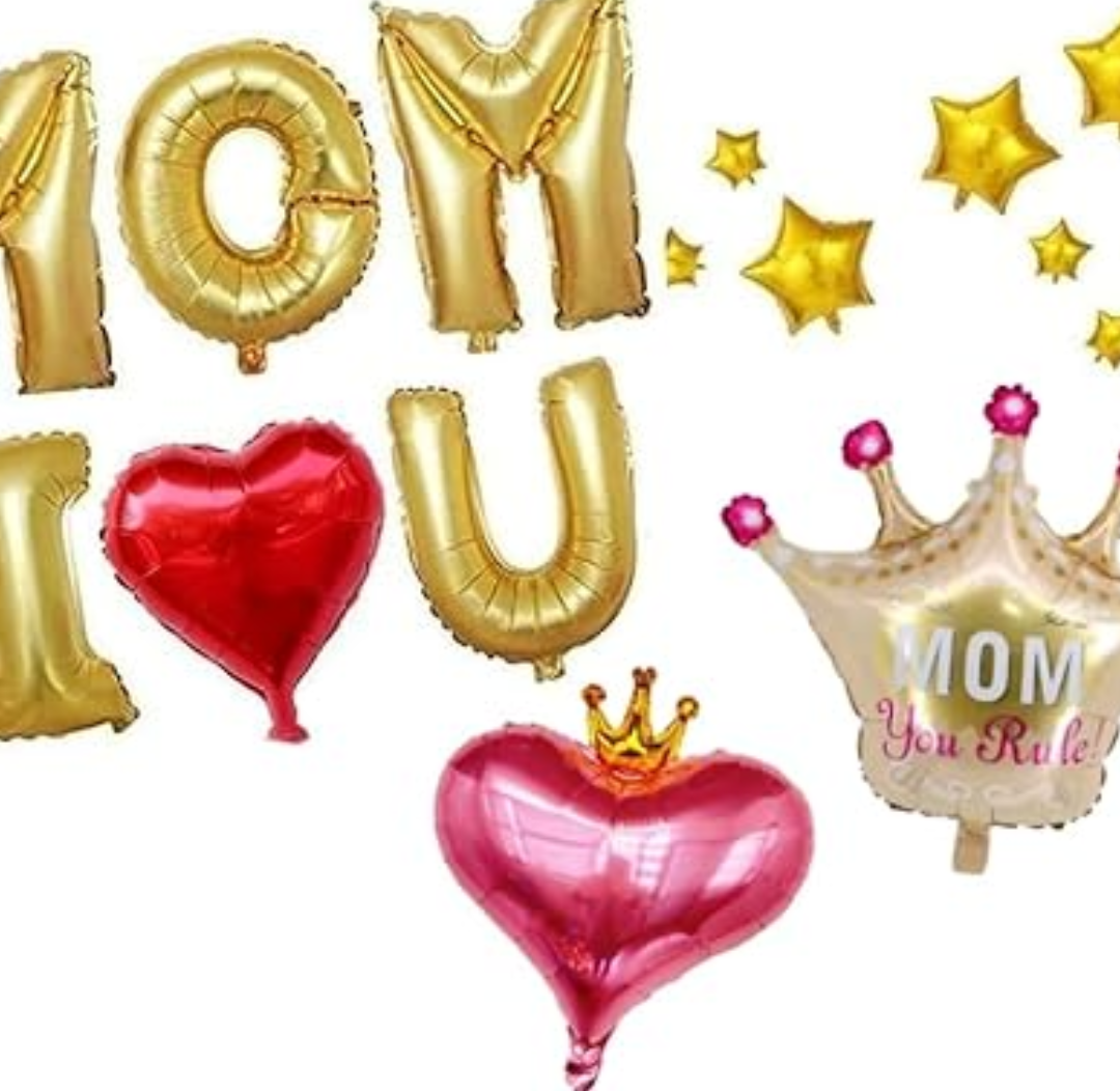 Pack of 3 HAPPY MOTHER'S DAY Aluminum Foil Balloon Set 32 Inches Letter Balloon Decoration for Mother's Day Party (MOM-LOVE-U)