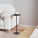 Vrisa Drink Table Small Side Table for Small Spaces Round Pedestal Accent End Table Modern Martini Coffee Cocktail Table for Living Room, Bedroom, Sofa Couch Chair, Patio, Black