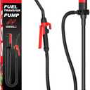 ISINLASSO Portable Fuel Transfer Pump with Extra Long Thick Hose Flow Control Nozzle Automatic Liquid Pump for Gasoline Diesel Oil（Flow Rate 2.6 GPM - 3.1 GPM）