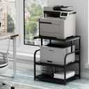 Fannova Printer Stand, 23.6 x18.9 x 30 Inches Large Printer Table with Adjustable Storage Shelf, 3 Tier Rolling Printer Cart with Wheels for Home Office, Stand for Heat Press Mini Fridge, Black