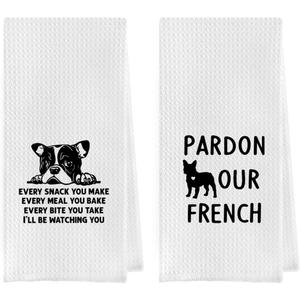 French Bulldog Dish Towels - Funny French Bulldog Gift Waffle Weave Kitchen Towels, French Bulldog Hand Towel, French Bulldog Gifts (1624 Inches Set of 2), Small