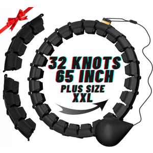 65inch 32 Knots Plus Size Quiet Weighted Hula Infinity Fitness Detachable Hoops Smart Silent Infinity Hula for Women 2 in 1 Waist and Abdominal Workout Hoop