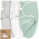 Baby Swaddle Sleep Sacks with Zipper - 3-Pack Swaddles for Newborns 3-6 Months, Infant, Baby Girls, Boys, Soft & Durable Newborn Sleep Sack, Easy Diaper Change Swaddling Blanket (Sage, L)