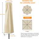 OKPOW Umbrella Covers for Outdoor Umbrellas - Small Patio Umbrella Cover for 6 ft to 9 ft Outdoor Table Umbrella - Waterproof Windproof Anti-UV Garden Parasol Covers, Khaki