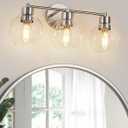 WILON Brushed Nickel Vanity Lights for Bathroom, 3 Light Bathroom Vanity Light with Globe Clear Glass Shades, Silver Bathroom Lighting Fixtures Over Mirror, Modern Bathroom Sconces Wall Lamp