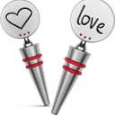 2 x TRIBELLA Wine Stoppers 1 Pack - Stainless Steel LOVE Wine Bottle Stopper with Silicone Seal, Reusable Beverage Preserver,Keeps Wine Fresh, Premium Bottle Sealers, Gifts for Her Holiday Gift Set