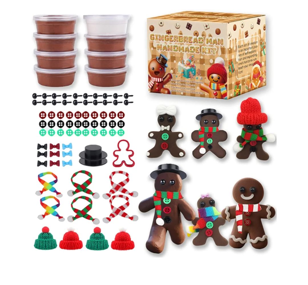 8Pack Christmas Gingerbread Man Crafts Kit - Air Dry Clay Gingerbread Man Crafts for Kids,Modeling Clay DIY Kit for Kids,Great for Birthday Parties,School Winter Party Fun,for Age 3+