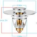 3 x Universal Sink Stopper with Hair Catcher, Faster Drainage, Bathroom Sink Drain Strainer in Brass, Pop Up Drain Cover, Basin Plug for 1.04~1.97 Inch Drain Hole