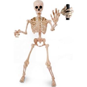 JOYIN 5FT Halloween Skeleton Decor with Movable Finger, Posable Life Size Skeleton, Full Body Realistic Bone with Poseable Joint, Giant Skeletons Halloween Decoration for Haunted House, Spooky Party