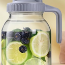 64OZ Glass Pitchers with Lid, Wide Mouth Water Jugs, Leak-Proof Airtight Mason Jars for Cold Brew Coffee, Iced tea, Milk, Food Storage, Sun Tea   (Gray)